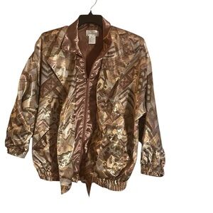 Vintage 90s Pink Gold Metallic Y2K Iridescent Windbreaker 90s Streetwear Small